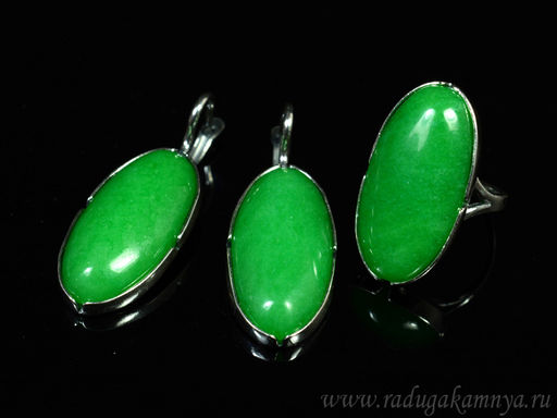 Кольцо Серьги с кварцем (имитация хризопраза) размер 18