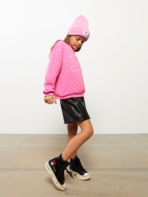 Bisiklet Yaka Bask?l? Uzun Kollu K?z ?ocuk Sweatshirt - Waikiki фото 3