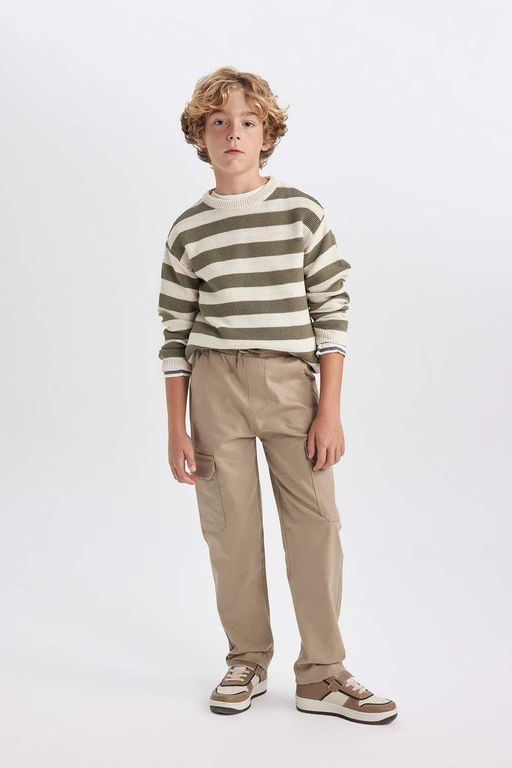 Трикотажный свитер с круглым вырезом для мальчика - Defacto фото 5