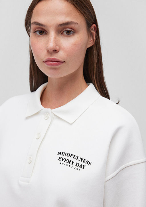 Beyaz Polo Tisort - Mavi фото 6