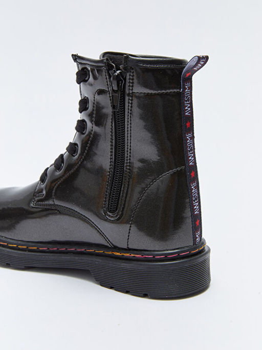 Deri G?r?n?ml? Ba?c?k ve Fermuarl? K?z ?ocuk Bot - Waikiki фото 3