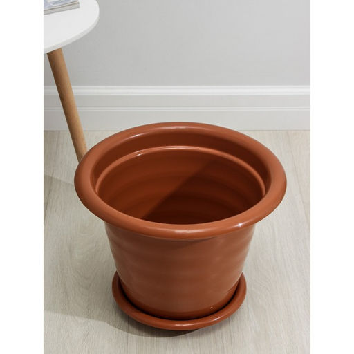 Горшок для цветов с поддоном «Виола», 16 л, пластиковый, коричневый