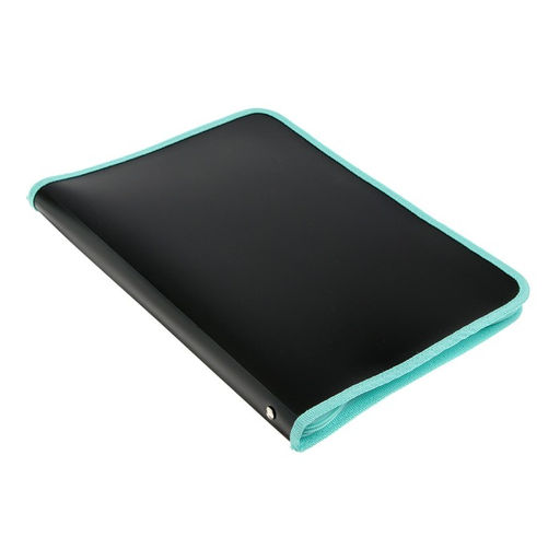 Папка пластиковая А4, 325 х 230 х 25 мм, молния вокруг, Calligrata Офис, ПМ-А4-11, 0.5 мм, цветная, текстура песок, Black чёрная/мятная  фото 2