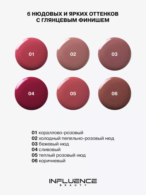 Помада Influence Beauty Iridium тон 01 кораллово-розовый глянцевая 4 г фото 10