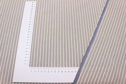 Вареный (стираный) хлопок "Белая полоска на св.бежево-кофейном меланже", ш.2.5м, хл-100%, 110гр/м.кв