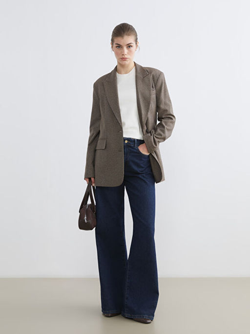 Kazaya?? Desenli Kad?n Blazer Ceket