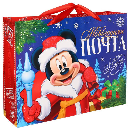 Пакет подарочный новогодний, 40×31×11.5 см, упаковка, Микки Маус