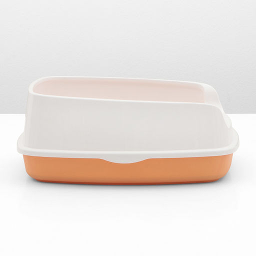 Туалет для кошек «Айша» S, 45×35×18.5 с, с высоким бортом и сеткой, пластик, оранжевый