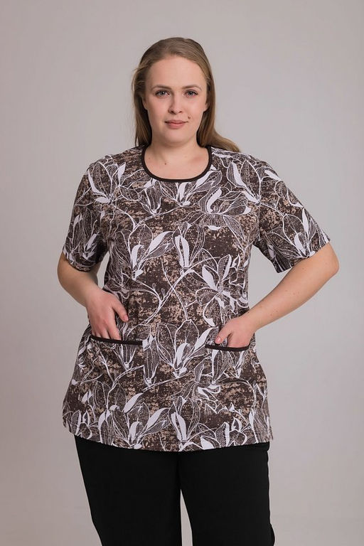 Футболка М30081Вкб коричневый/белый - Елена фото 5