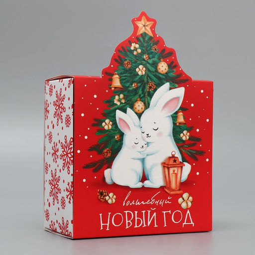 Подарочная коробка новогодняя складная Волшебный Новый год, 15?15?8 см