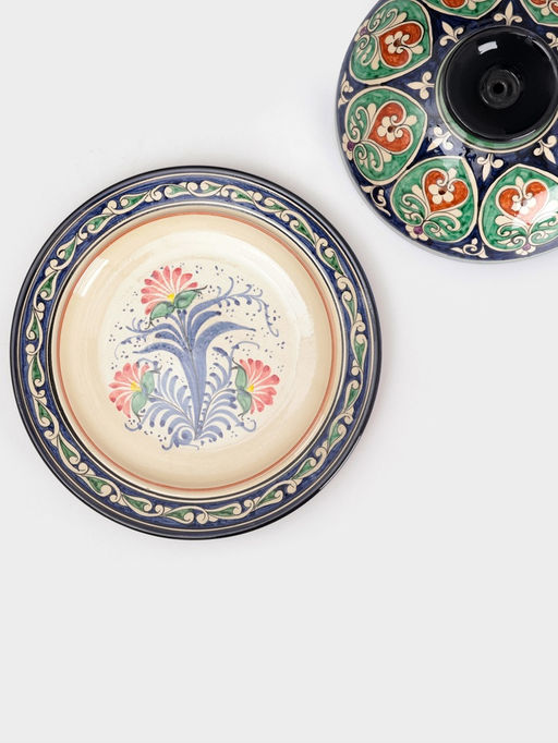 Блинница узбекская Риштанская Керамика «Цветы», d=32 см, керамика, синяя