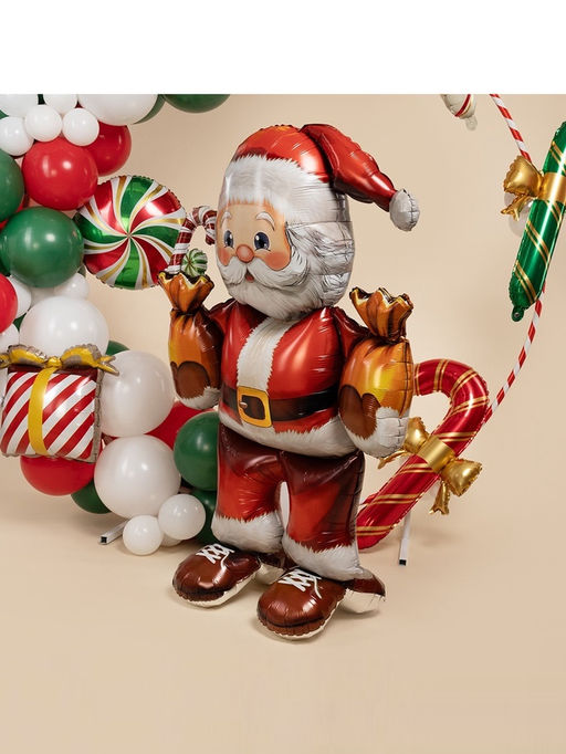 Воздушный шар фольгированный 43" Дед мороз с подарками, под воздух