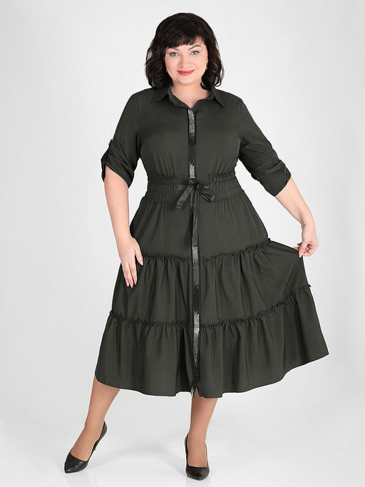 Уценка- платье женское темно-зеленого цвета нарядное, подробнее в характеристиках - Almond фото 4