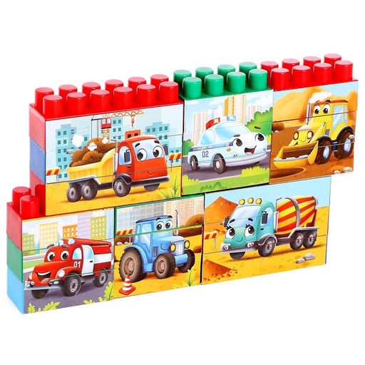 Конструктор пластиковый «Весёлый транспорт», 18 деталей