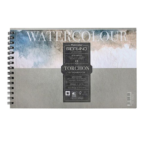 Fabriano Альбом для акварели Watercolour Studio Torchon 25% хлопок, 75% целлюлоза 300 г/м2 13.5 х 21 см на спирали 12 л. 19100279 крупнозернистая