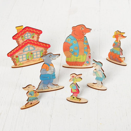 Кукольный театр сказки на столе БОЛЬШОЙ СЛОН «Теремок», высота фигурок: 4-12 см, толщина: 3 мм