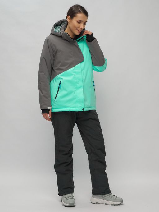 Горнолыжный костюм женский большого размера бирюзового цвета 02278Br - Chunmai фото 4