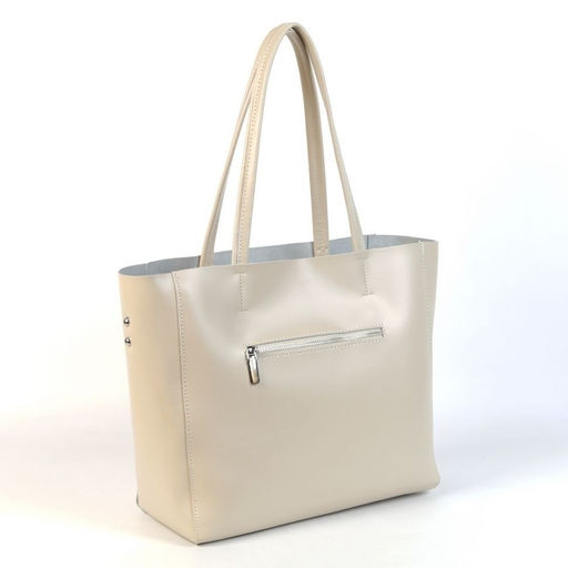 Женская кожаная сумка шоппер трапеция 8689-220 Беж - Cidirro фото 3