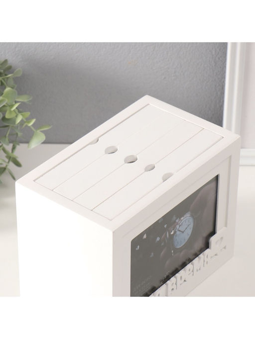 Фотоархив на 96 фото 10×15 см с фоторамкой 10×15 см «Наше время», белый, 20×15×12 см