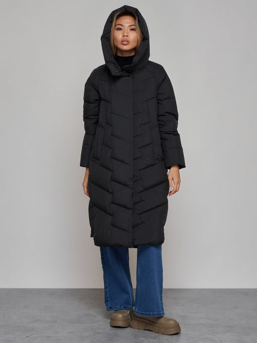 Пальто утепленное молодежное зимнее женское черного цвета 52355Ch - Holdluck фото 6