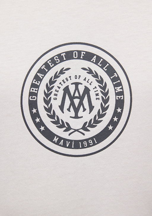 Muhur Logo Bask?l? Beyaz Tisort - Mavi фото 6