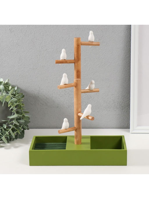 Подставка для украшений «Птички на дереве», зелёный, 24×12×32 см