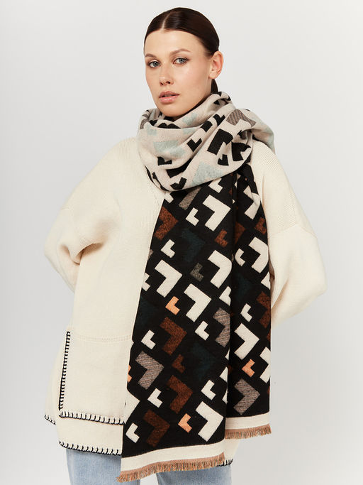 в составе ШЕРСТЬ и КАШЕМИР Большой, мягкий, теплый двусторонний палантин - Tantino фото 7