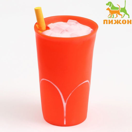 Игрушка пищащая Мороженое в стакане для собак, 13 х 7 см, красная