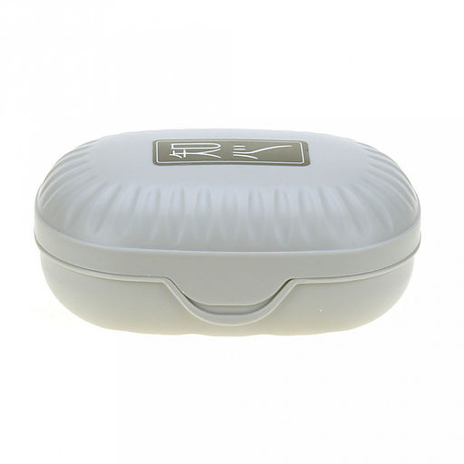 Мыльница настольная пластмассовая "Рельефная" овальная, 13,5х9х5,5см, с крышкой, матовый пластик, цвета микс, в п/эт пакете (Китай)