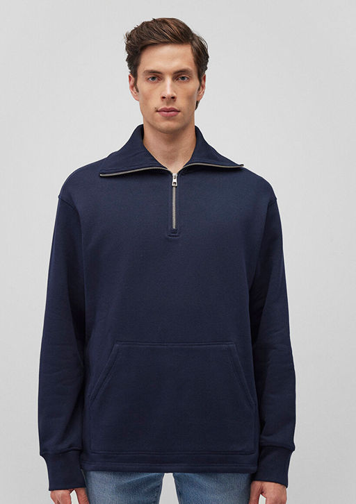 Yar? Fermuarl? Lacivert Sweatshirt - Mavi фото 3