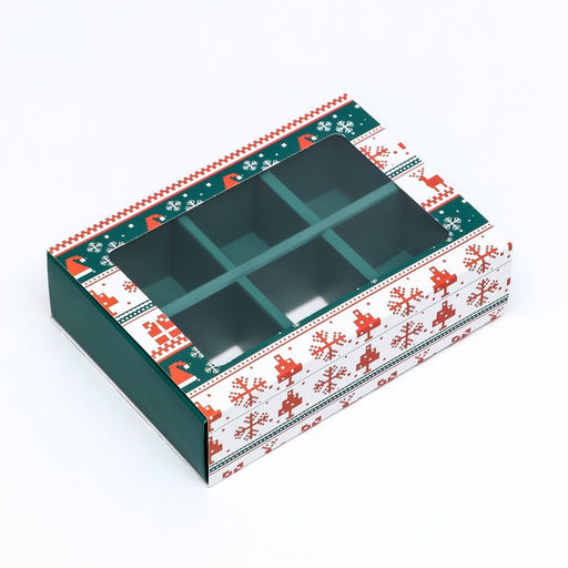 Коробка под 6 конфет Новогодние узоры, 13.5?9.5?3.5 см - UPAK LAND фото 6
