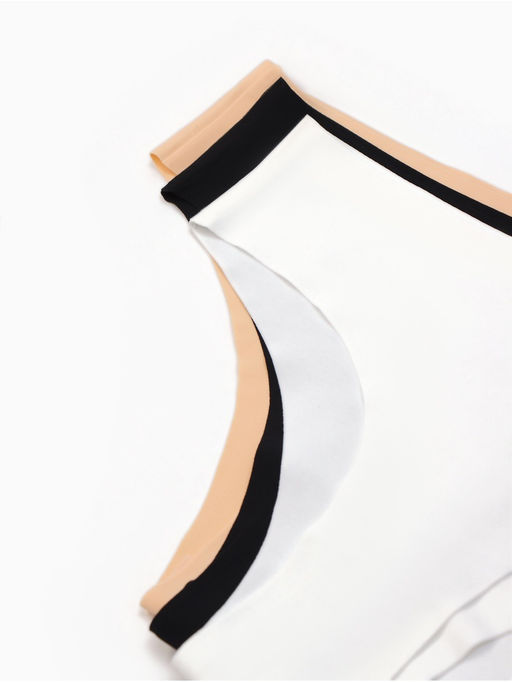 Наб бесшов трусов (3шт) жен бикини MINAKU 90%нейл/10%спанд/ласт-ца100%хл бел/беж/черн р.S