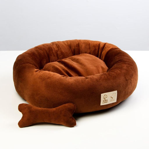 Лежанка с косточкой, 45х35х11 см, коричневая - Пушистое счастье фото 2