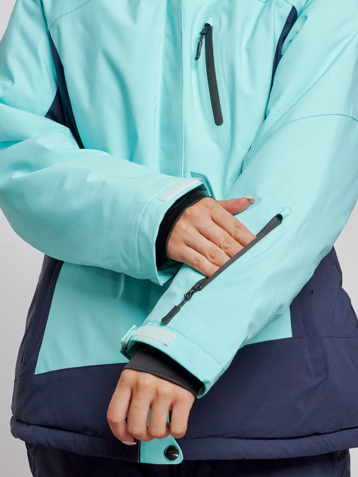 Горнолыжный костюм женский большого размера зимний бирюзового цвета 03960Br - Chunmai фото 6