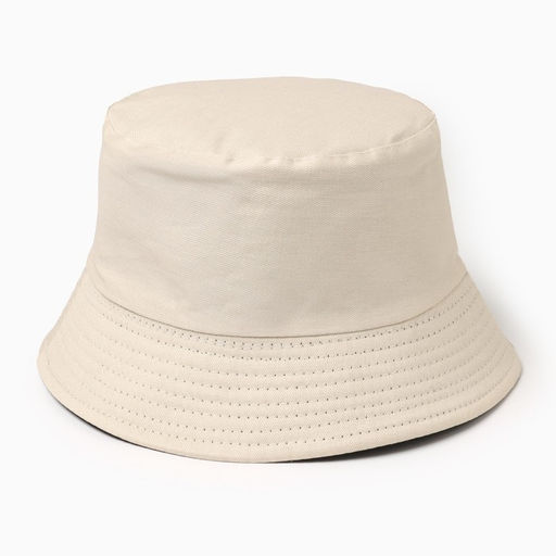 Панама женская однотонная, двухсторонняя, бежевый, чёрная, размер 56-58