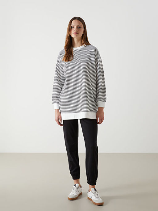 ?izgili Oversize Kad?n Sweatshirt Tunik