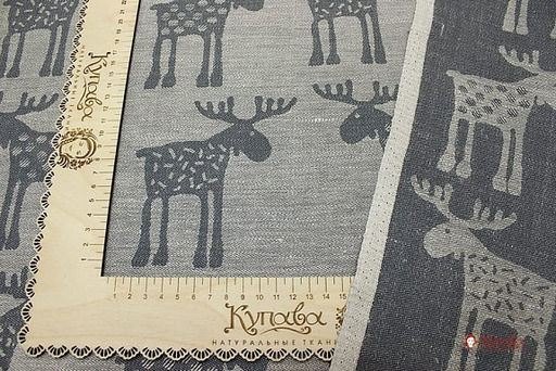 Полулен жаккард Лоси цв.серый/мокрый асфальт, ш1.6м, лен-51%, хлопок-49%, 220гр/м.кв. - Купава фото 3