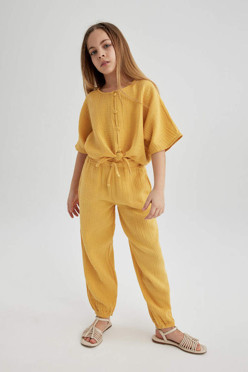 Хлопковые брюки для девочек - Defacto фото 3