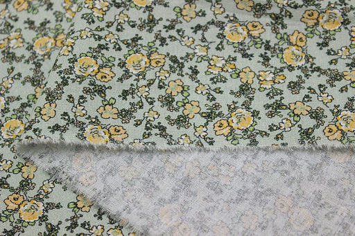 Вискоза с хлопком Дарина (желтые цветочки), ш.1.49м, хлопок-50%, вискоза-50%, 90гр/м.кв - Купава фото 4