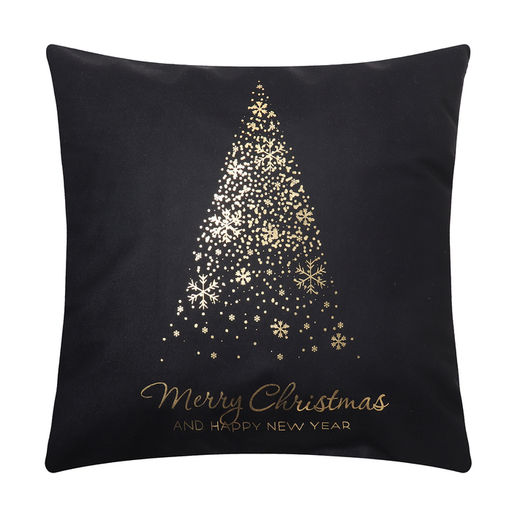Наволочка декоративная новогодняя «Этель. Merry Christmas», 40×40 см, велюр, чёрная