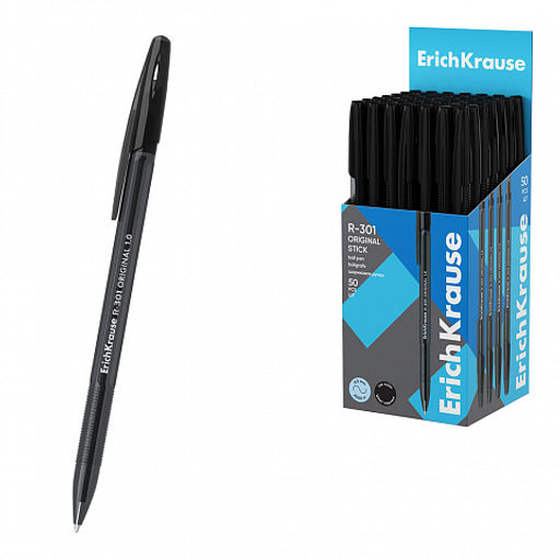Цена за 12 шт. Набор из 4 ручек шариковых ErichKrause R-301 Stick Original 1.0, цвет чернил: синий, черный, красный, зеленый (в пакете)