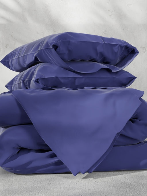 Постельное бельё 1.5-спальное «Этель», тенсель, синее