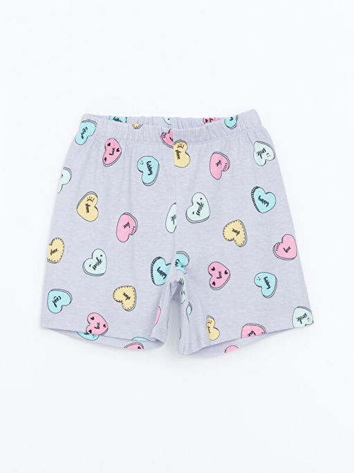 Beli Lastikli Bask?l? K?z ?ocuk Pijama ?ort