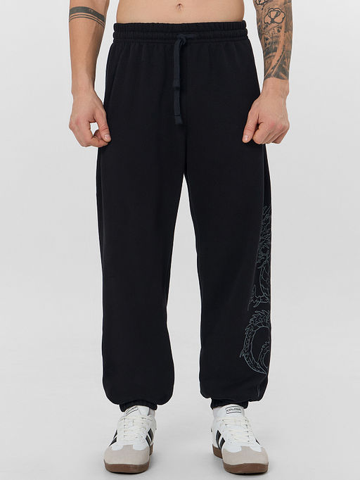 Теплые брюки джоггеры мужские черные с начесом