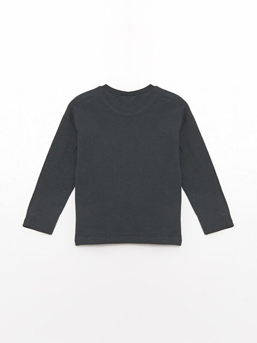 Bisiklet Yaka Uzun Kollu Arabalar Bask?l? Erkek ?ocuk Sweatshirt