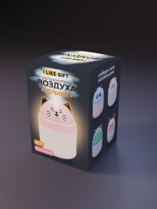 Настольный увлажнитель воздуха - ночник iLikeGift "Cat", pink, (портативный, USB)