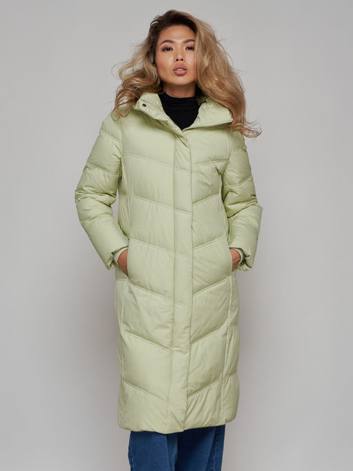 Пальто утепленное молодежное зимнее женское светло-зеленого цвета 52325ZS - Holdluck фото 13