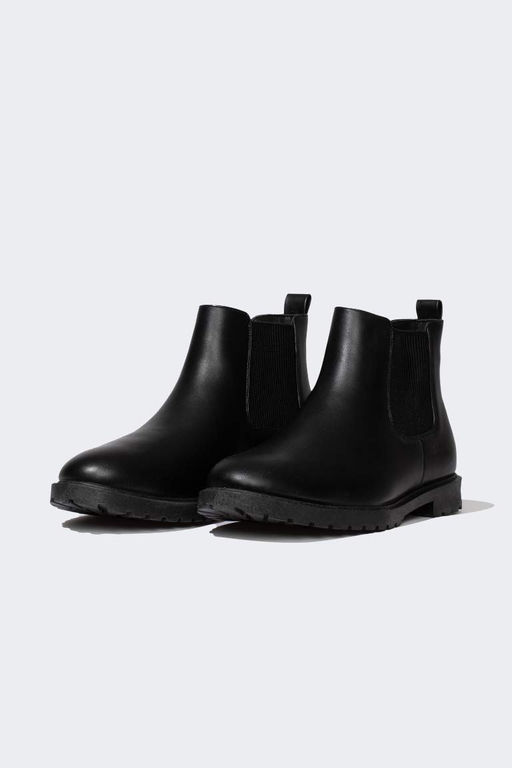 Мужские ботинки из искусственной кожи без шнуровки на плоской подошве - Defacto фото 2