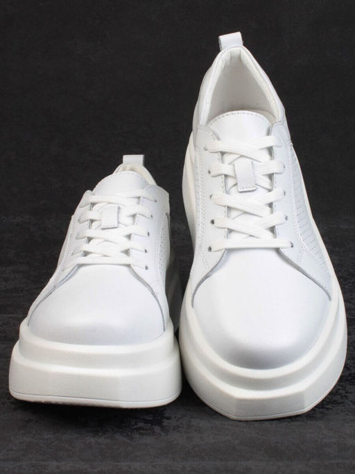 05-PDE36-1 WHITE Кроссовки женские (натуральная кожа)