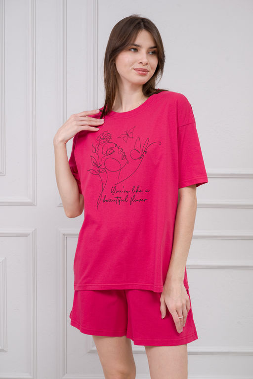 Пижама женская из кулирки Дива малина макси - Амадэль фото 10